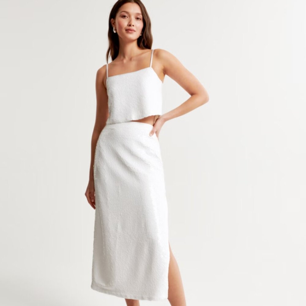 Abercrombie Sequin Maxi Skirt and Sequin Squareneck Set Top Small